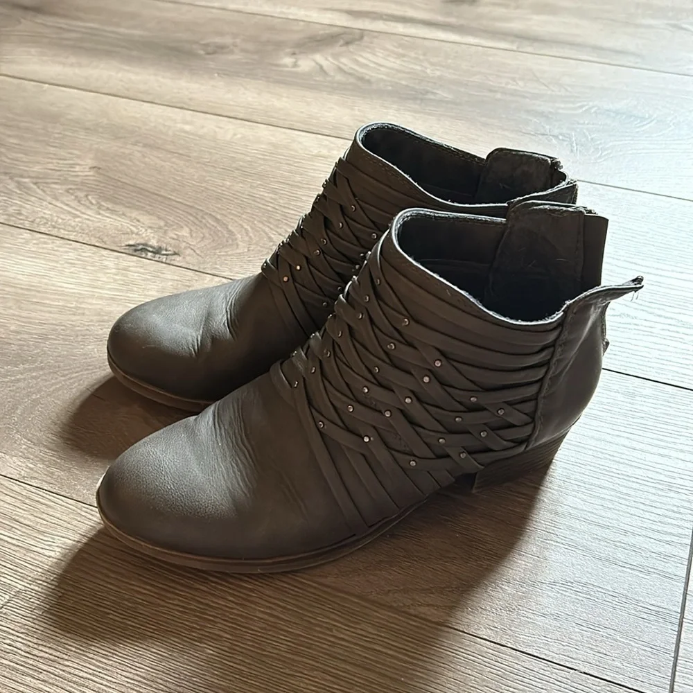 Gray ankle boots